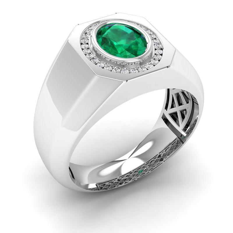 14K White Gold - Emerald