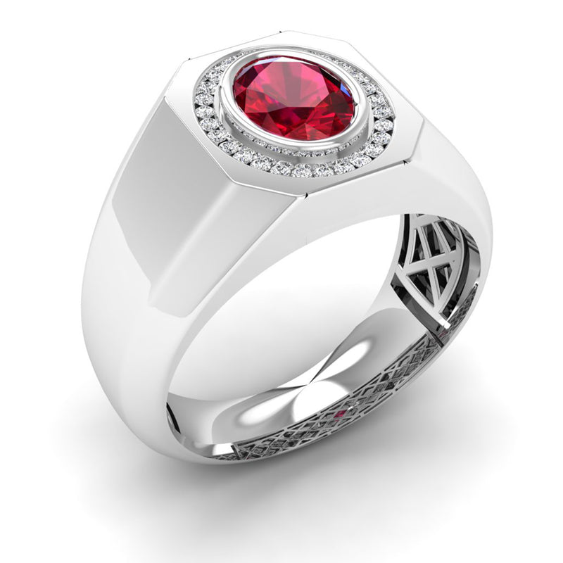 14K White Gold - Ruby