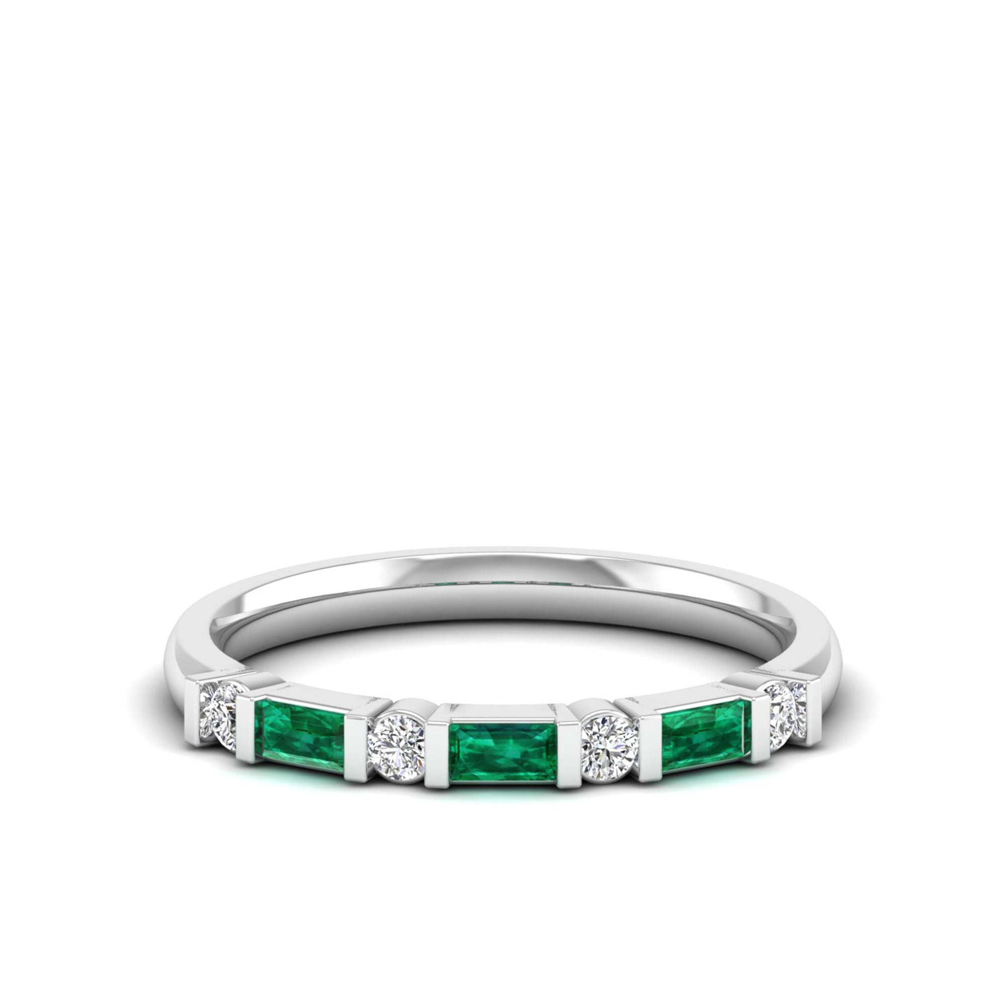 14K White Gold - Emerald