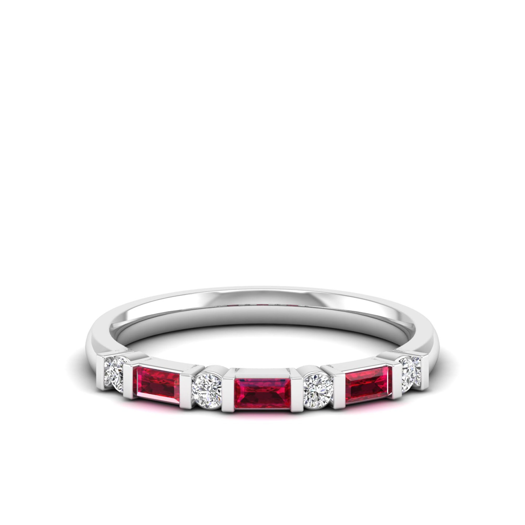 14K White Gold - Ruby