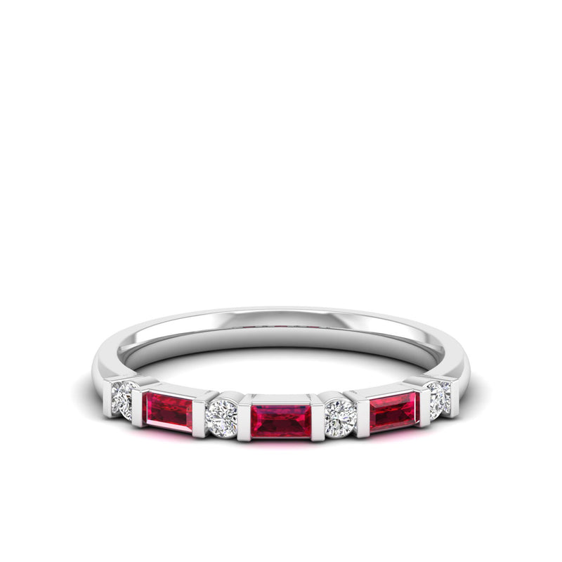 14K White Gold - Ruby
