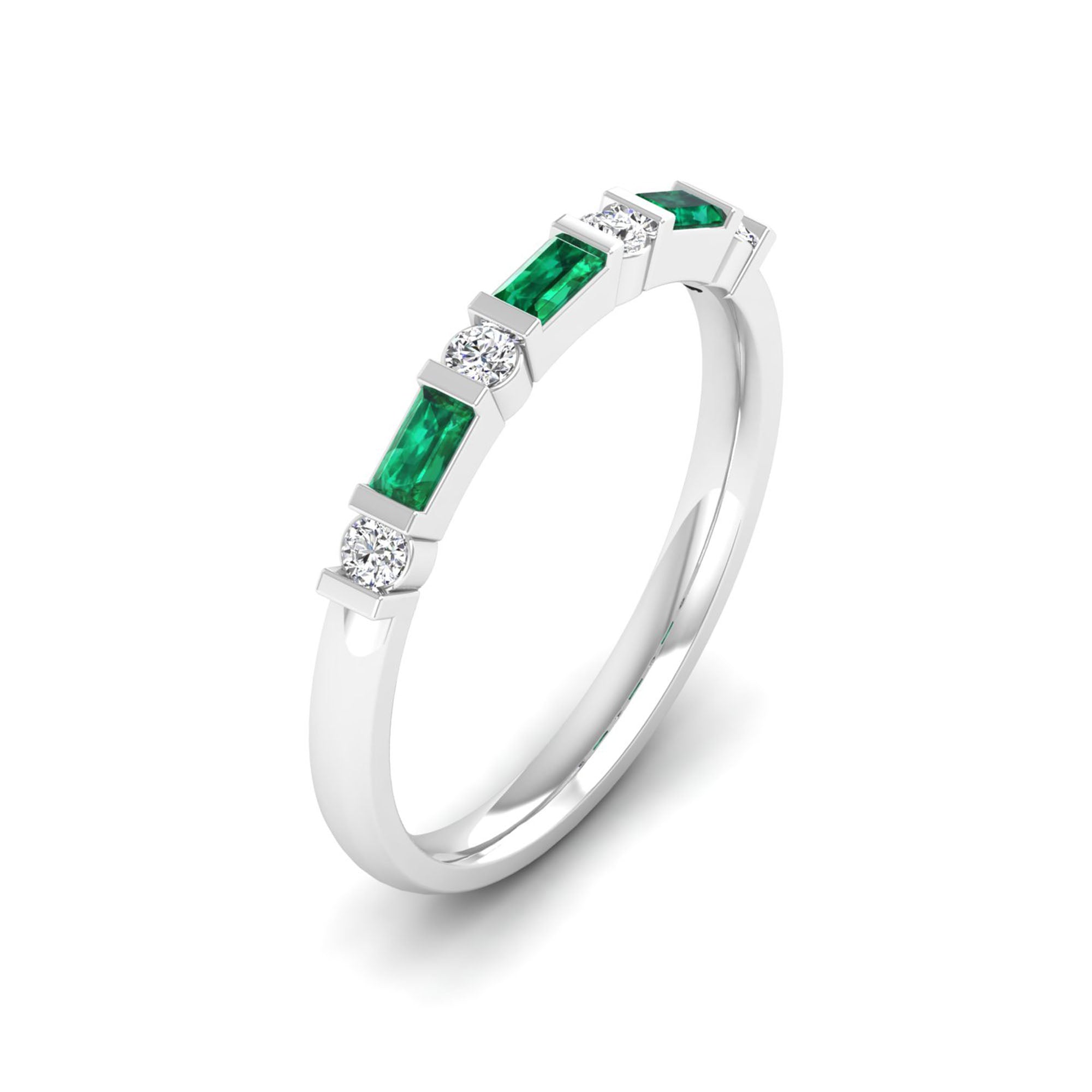 14K White Gold - Emerald