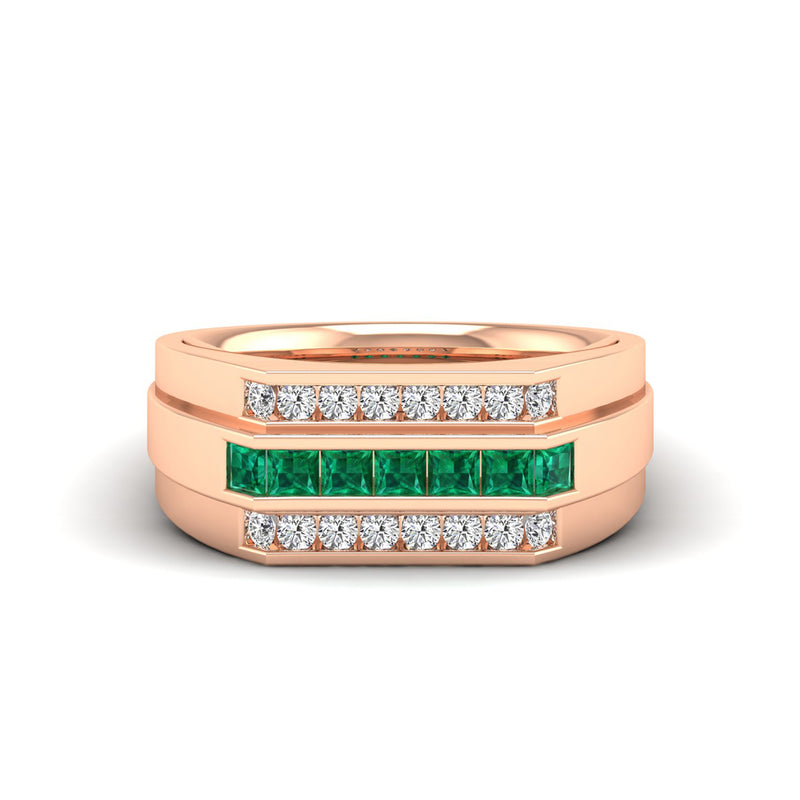 14K Rose Gold - Emerald