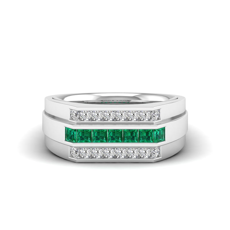 14K White Gold - Emerald