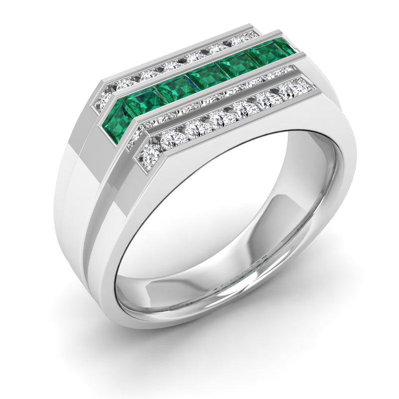 14K White Gold - Emerald