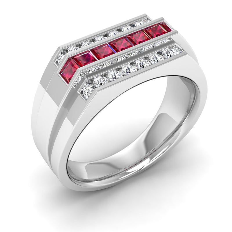 14K White Gold - Ruby