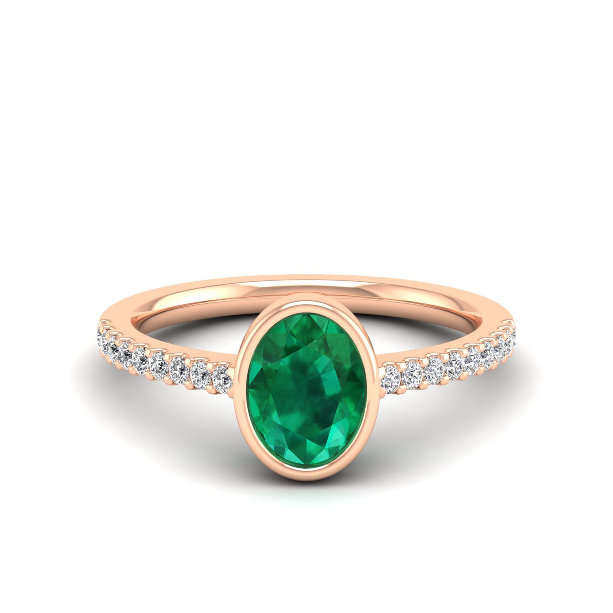14K Rose Gold - Emerald