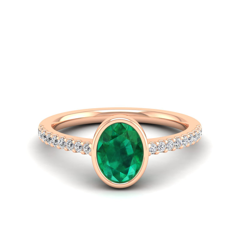 14K Rose Gold - Emerald