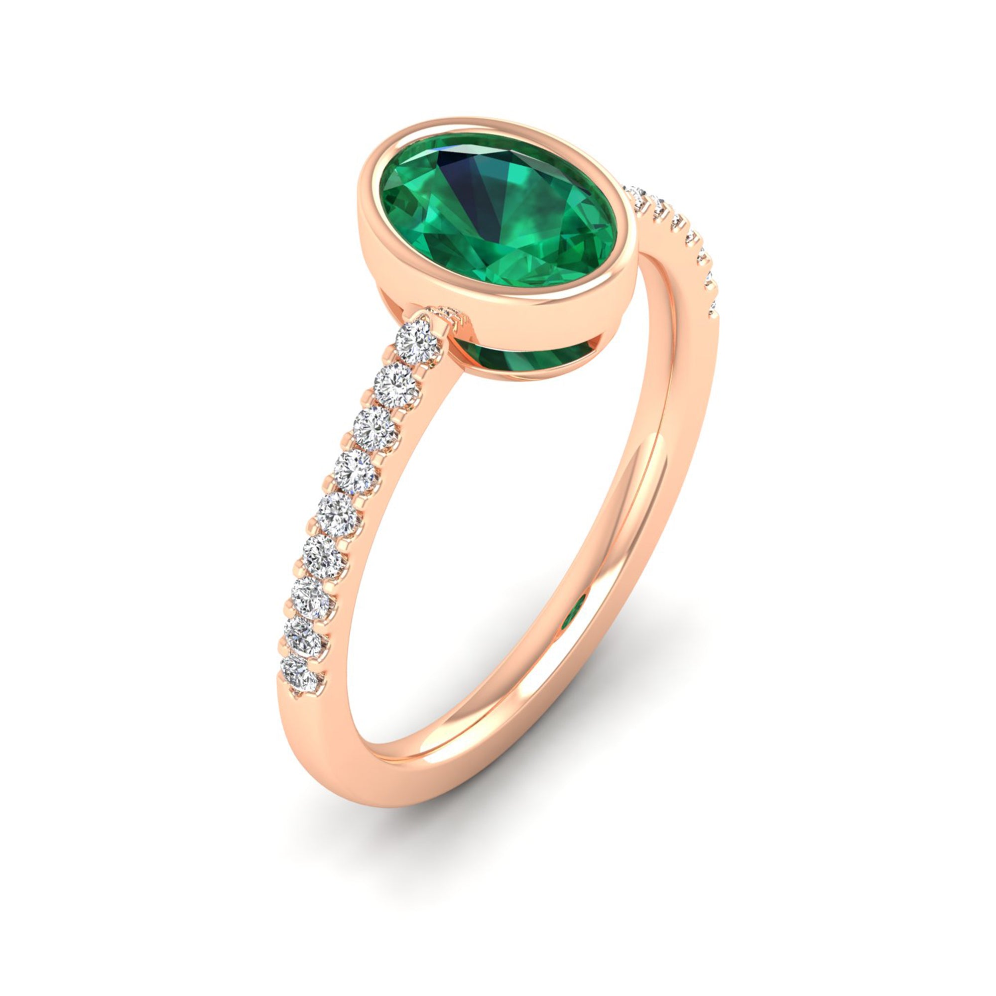 14K Rose Gold - Emerald