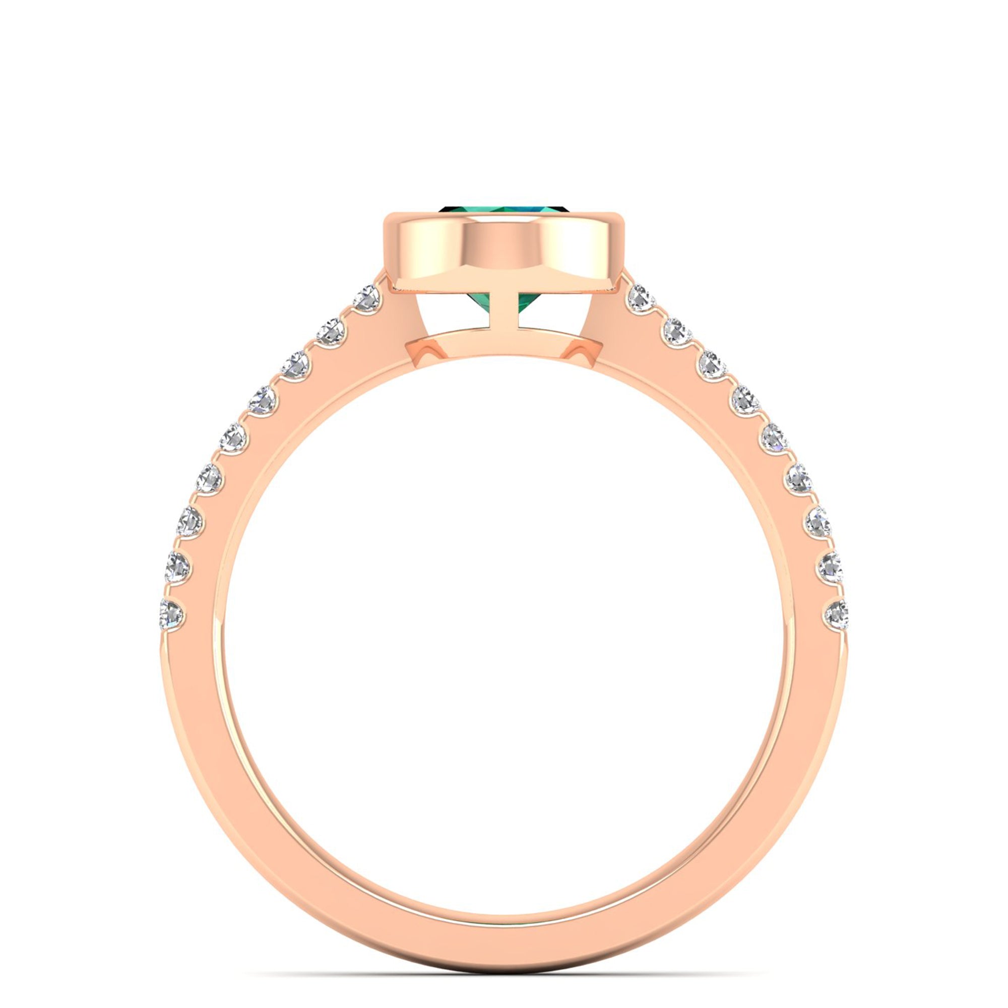 14K Rose Gold - Emerald