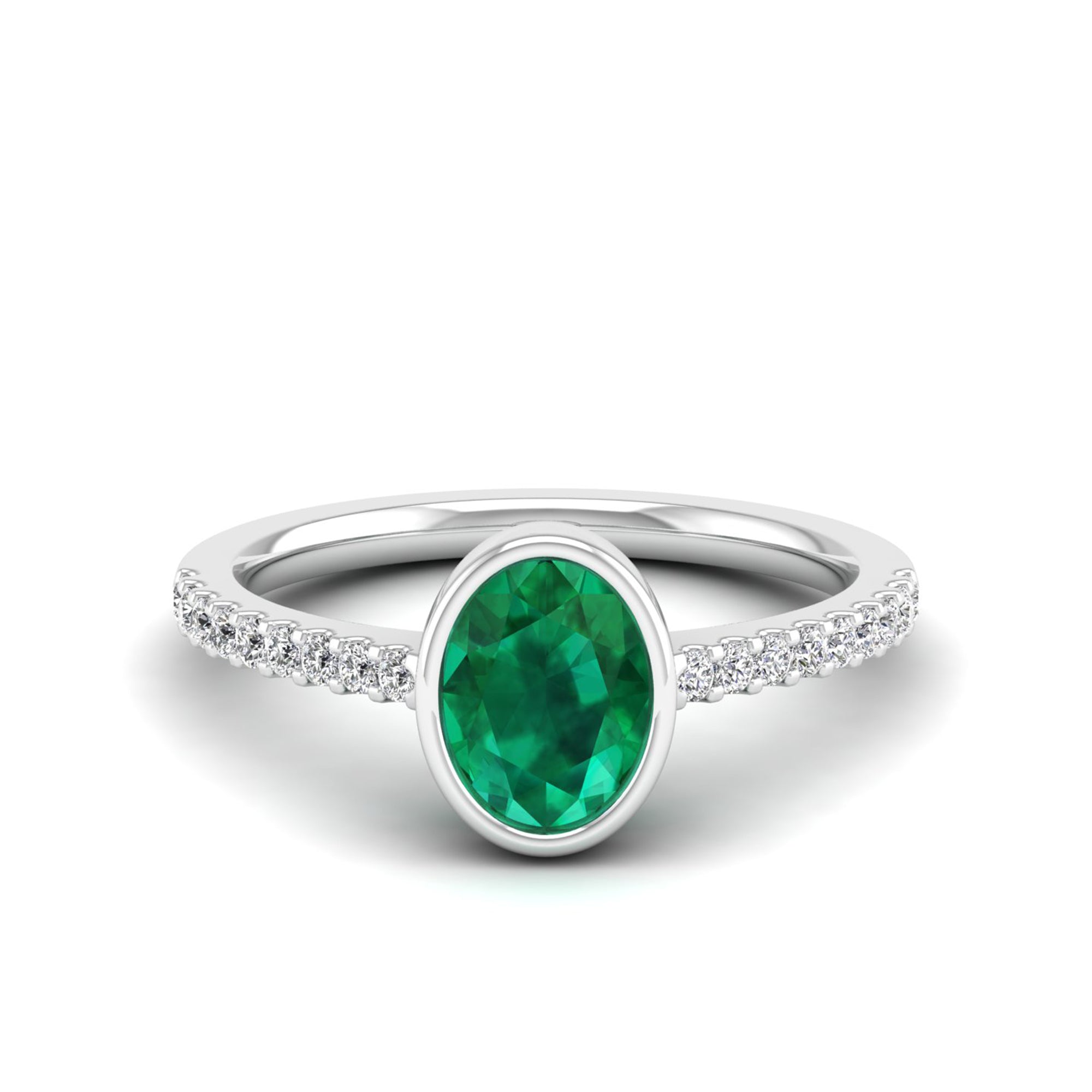 14K White Gold - Emerald