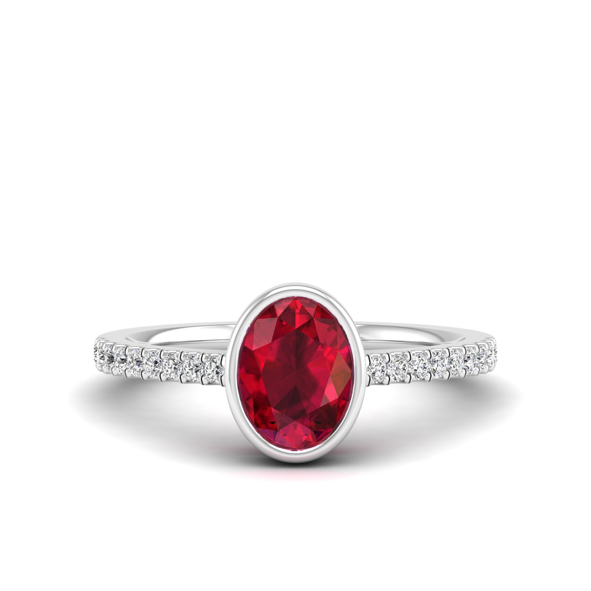 14K White Gold - Ruby