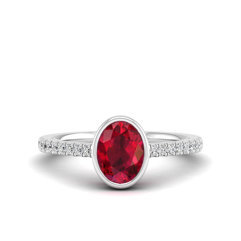 14K White Gold - Ruby