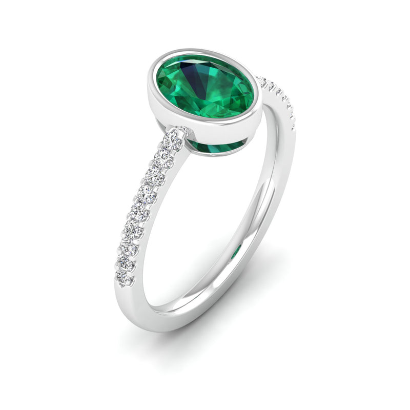 14K White Gold - Emerald