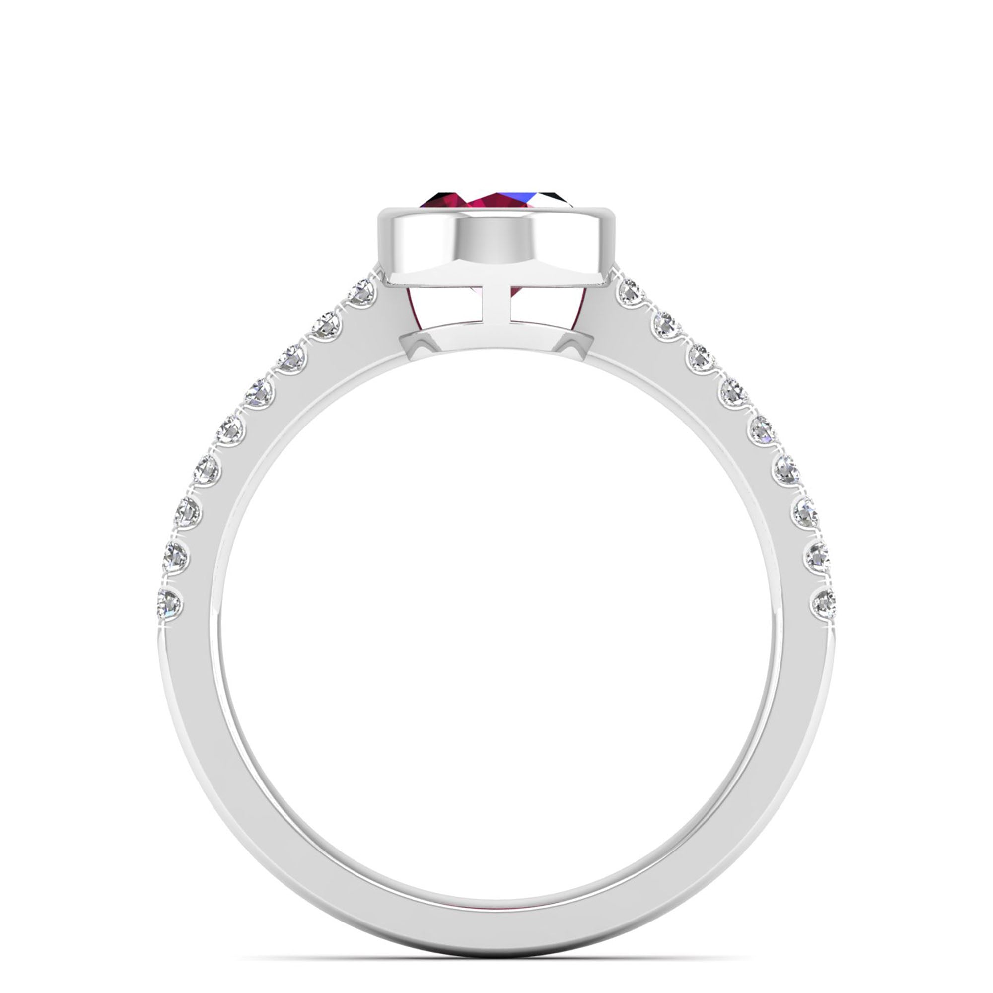 14K White Gold - Ruby