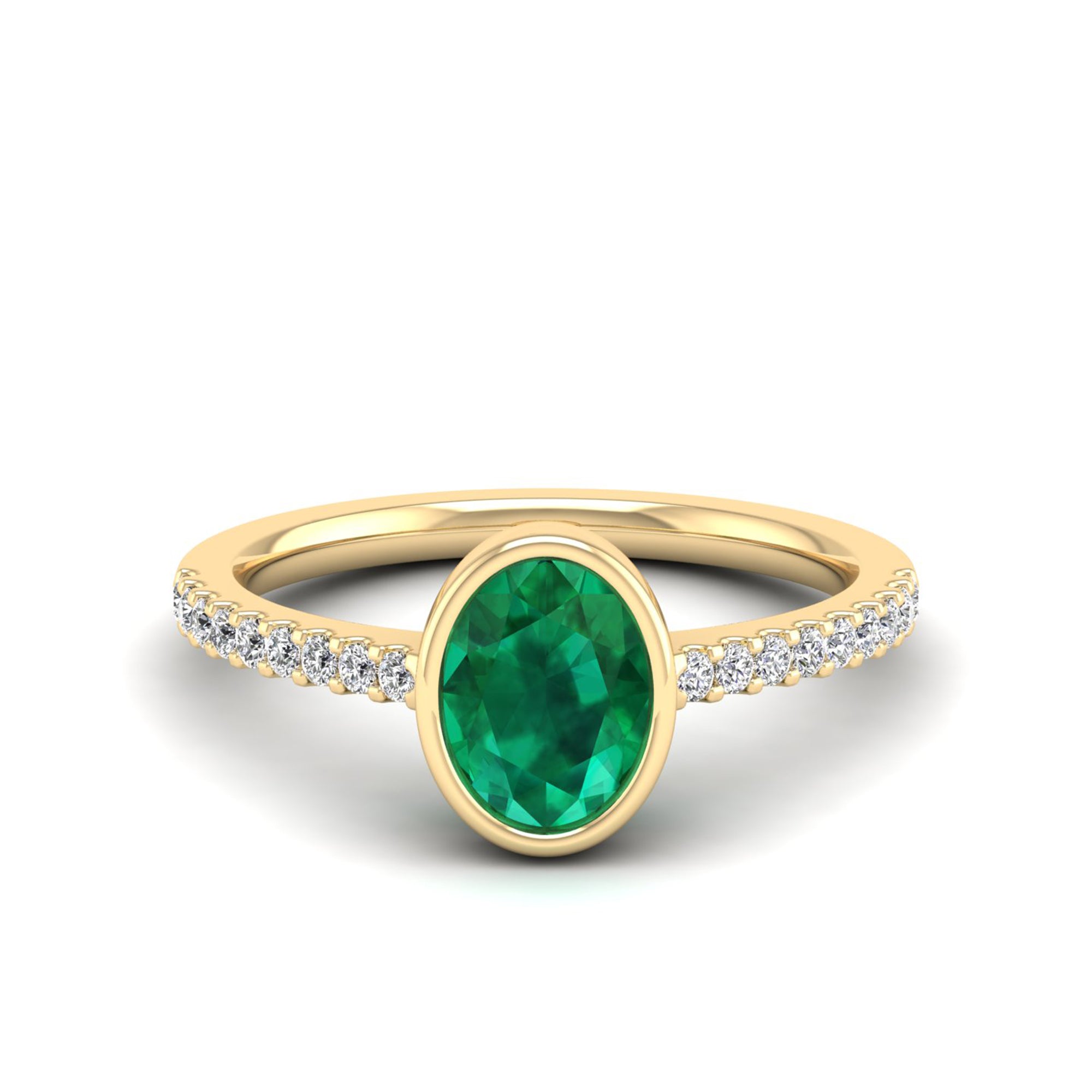 14K Yellow Gold - Emerald
