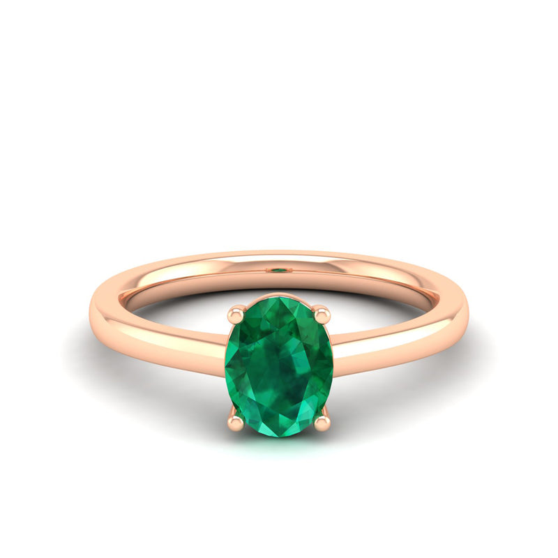 14K Rose Gold - Emerald