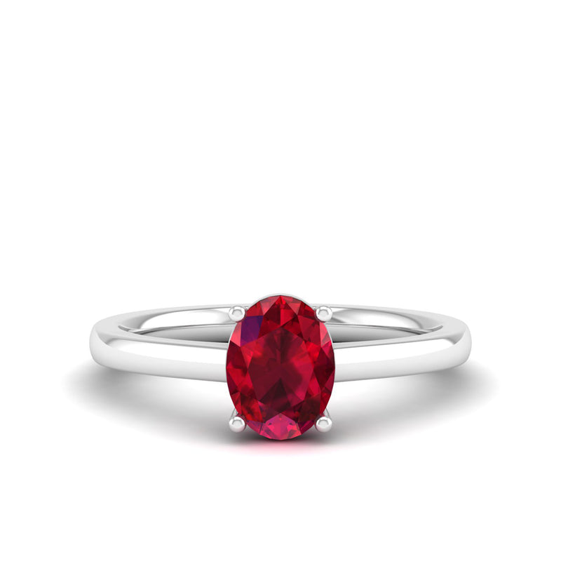14K White Gold - Ruby
