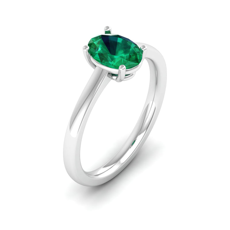 14K White Gold - Emerald