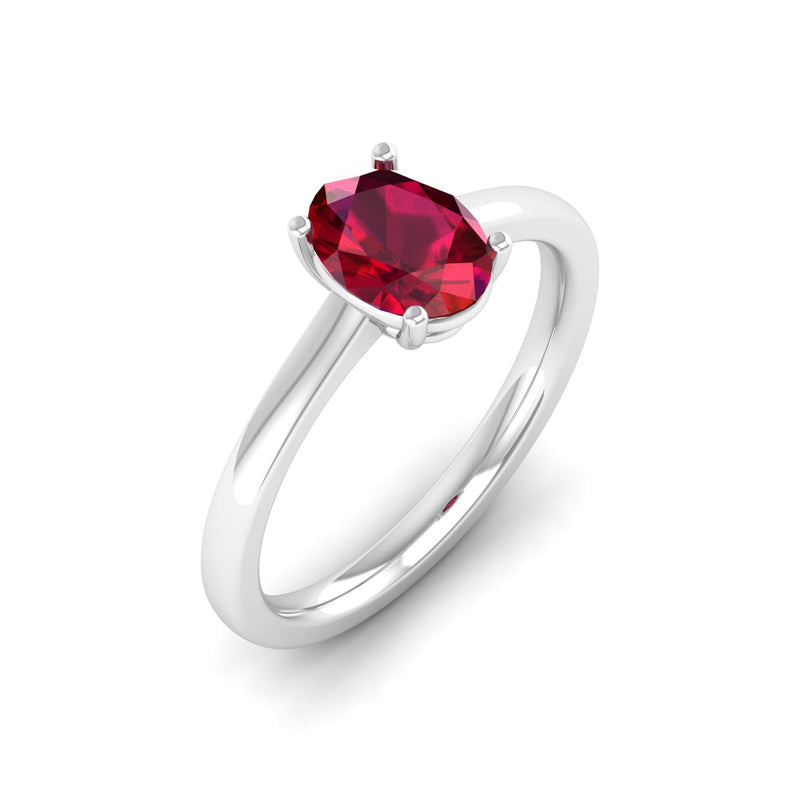 14K White Gold - Ruby