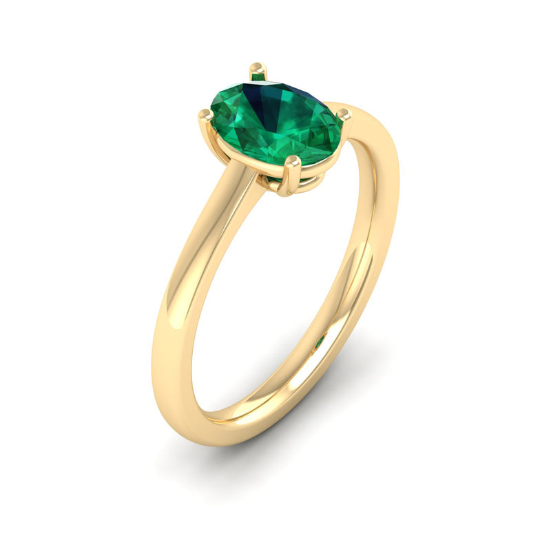 14K Yellow Gold - Emerald
