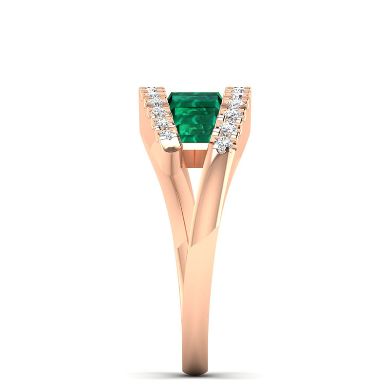 14K Rose Gold - Emerald