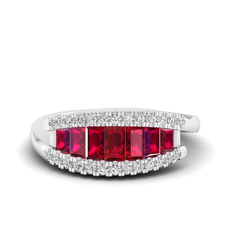 14K White Gold - Ruby