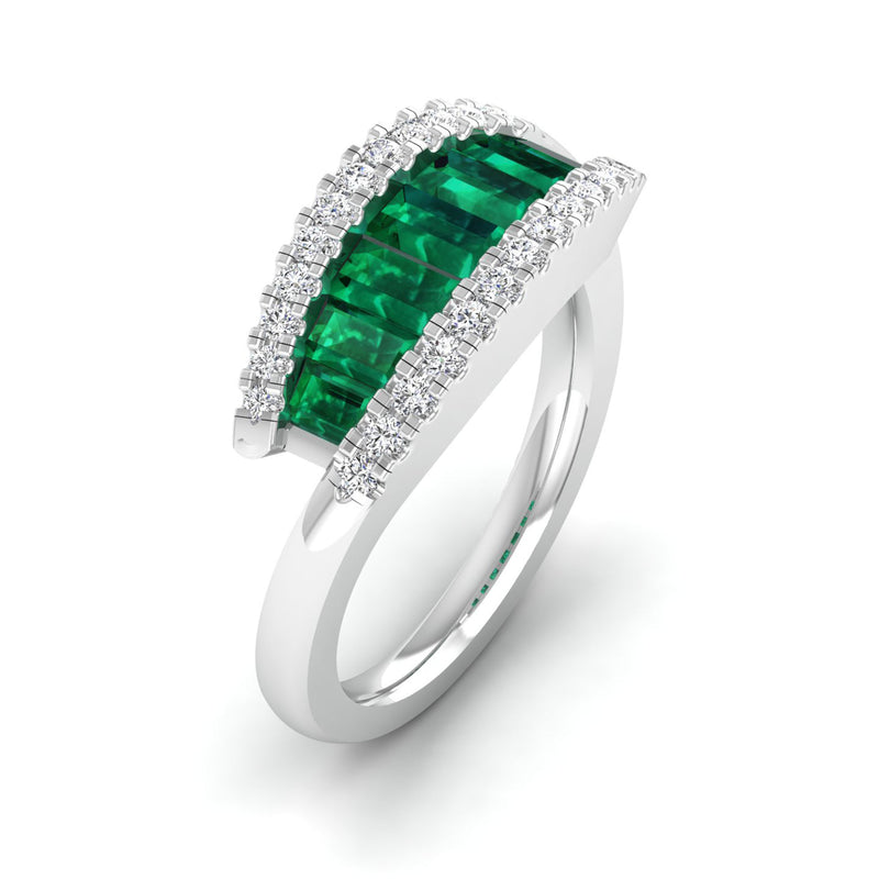 14K White Gold - Emerald