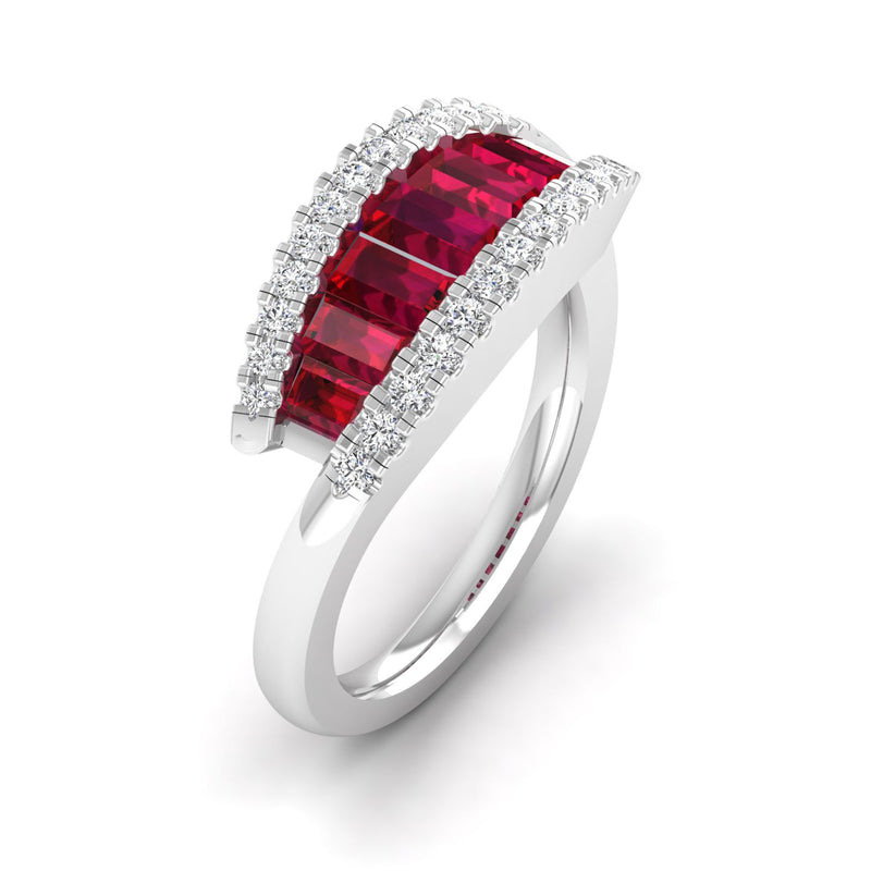 14K White Gold - Ruby