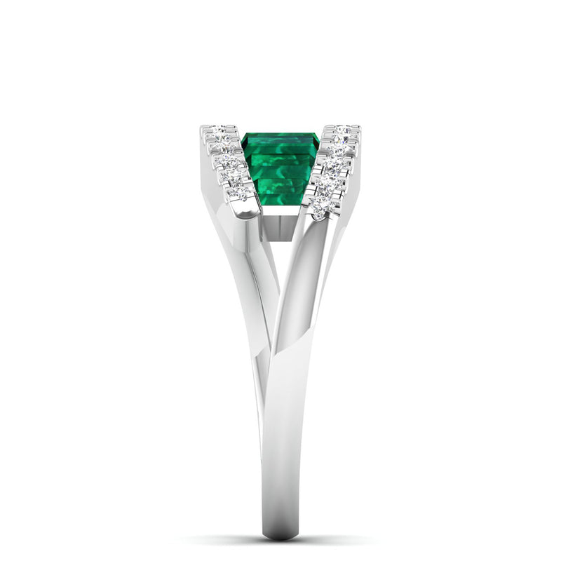 14K White Gold - Emerald