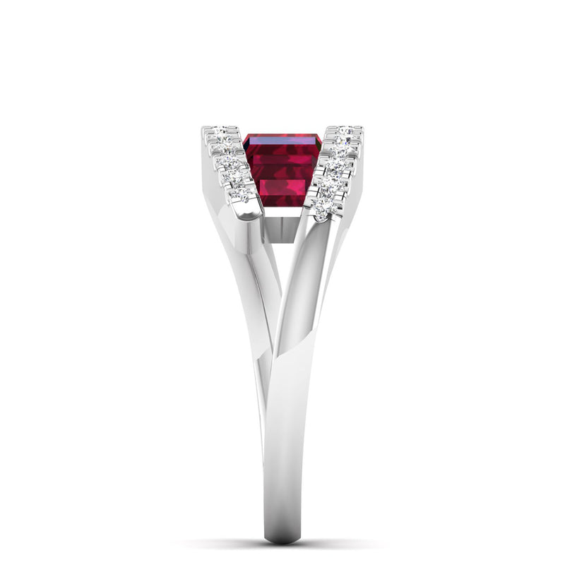 14K White Gold - Ruby