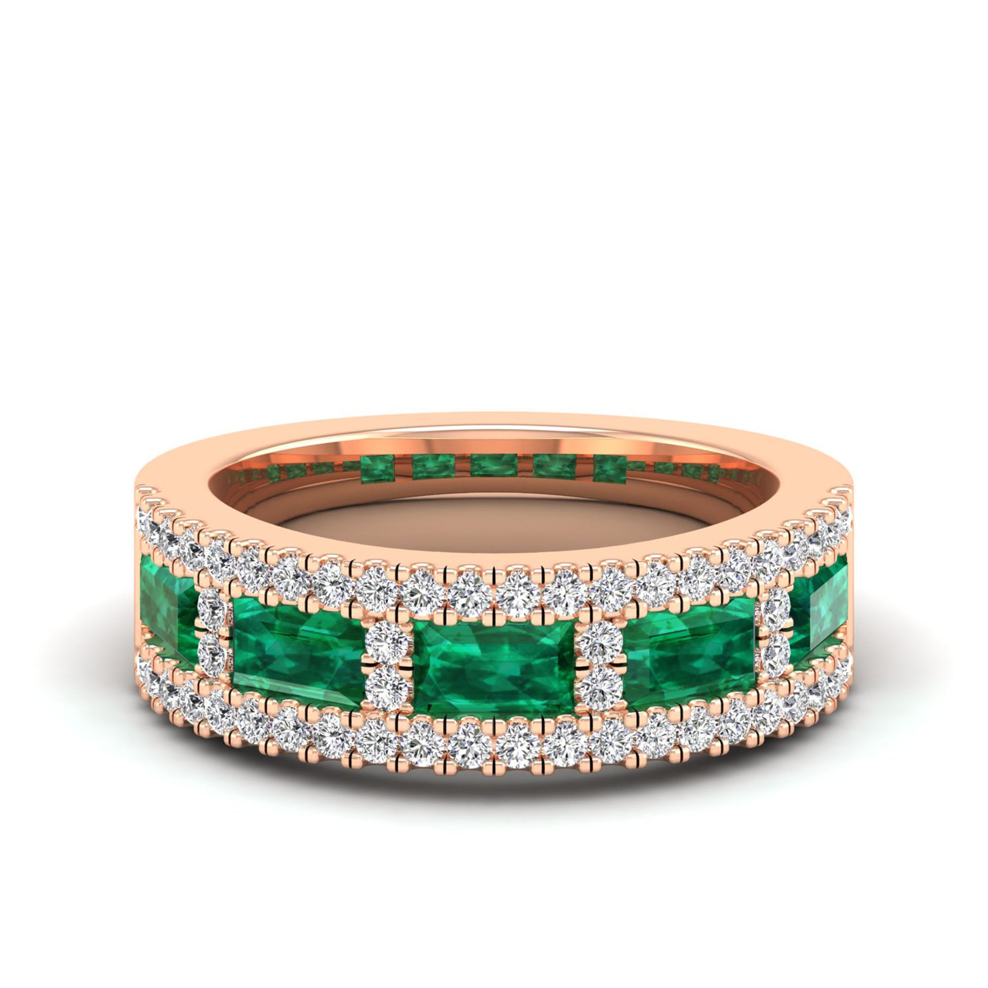 14K Rose Gold - Emerald