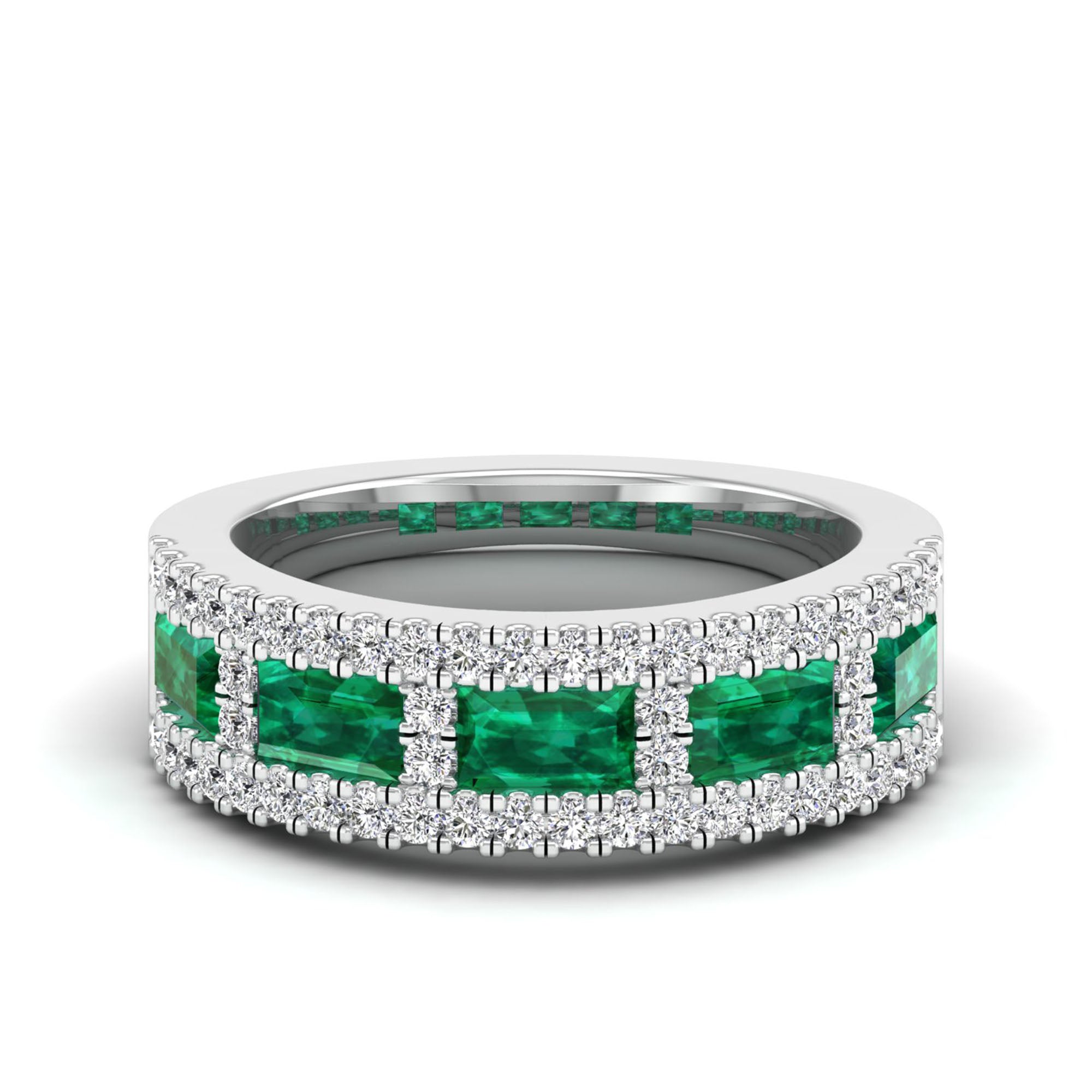 14K White Gold - Emerald