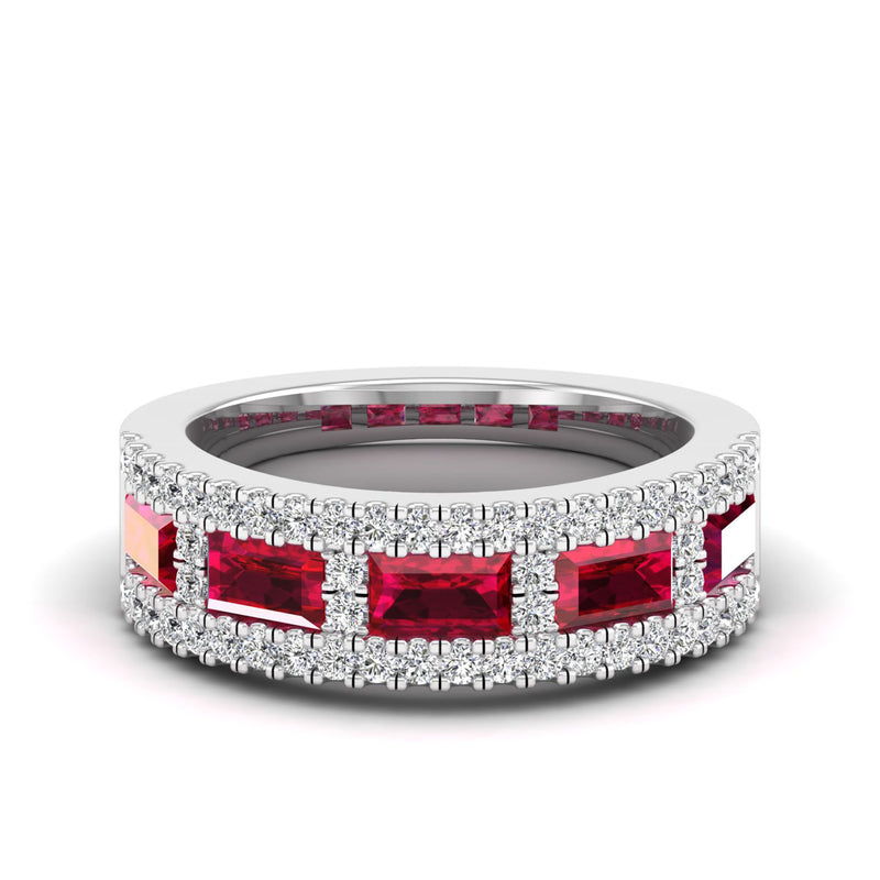 14K White Gold - Ruby