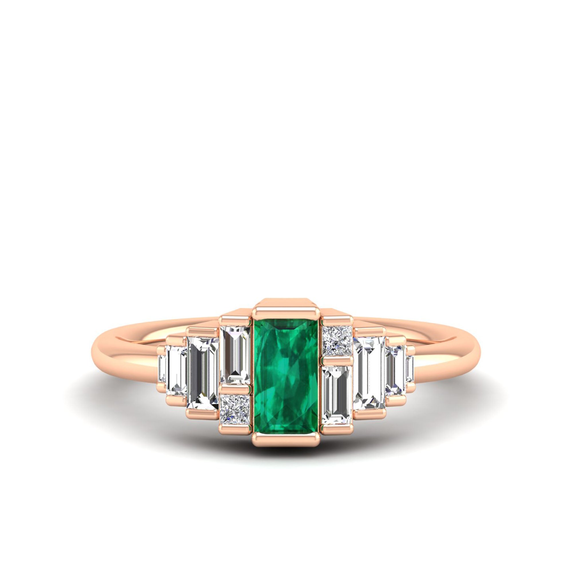14K Rose Gold - Emerald