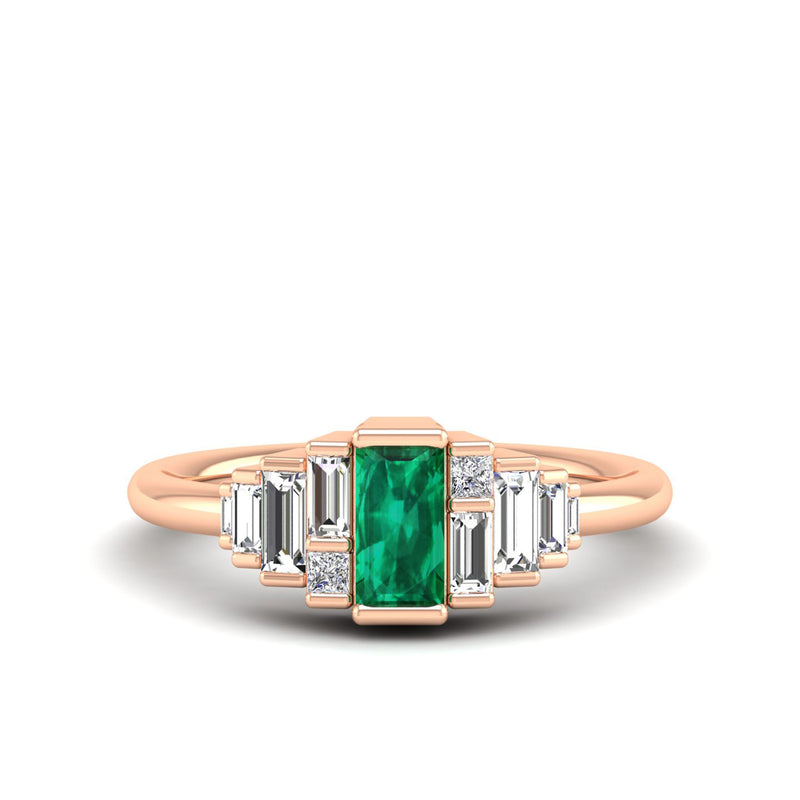 14K Rose Gold - Emerald