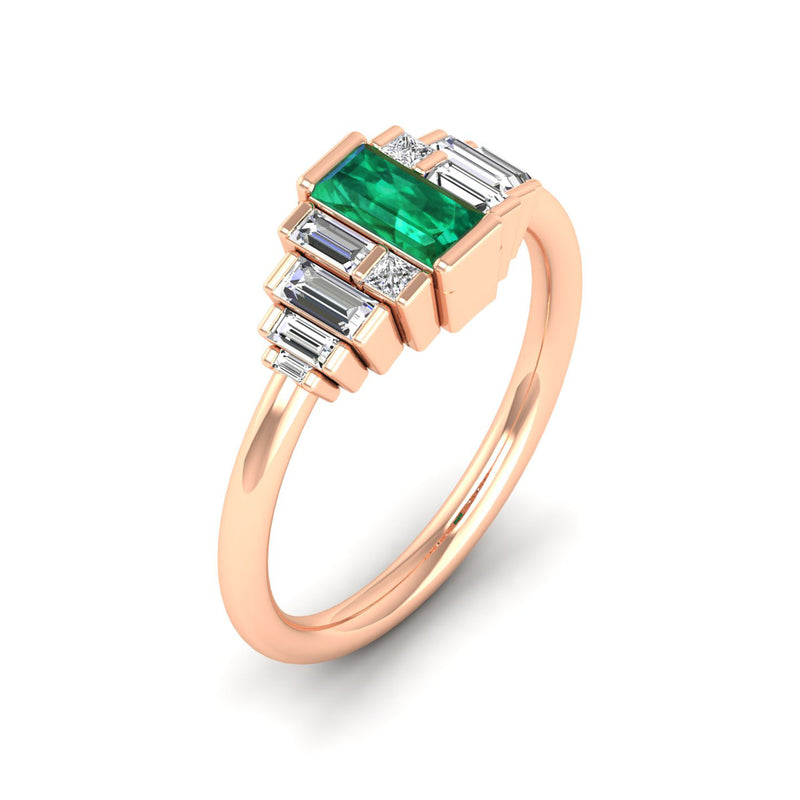 14K Rose Gold - Emerald