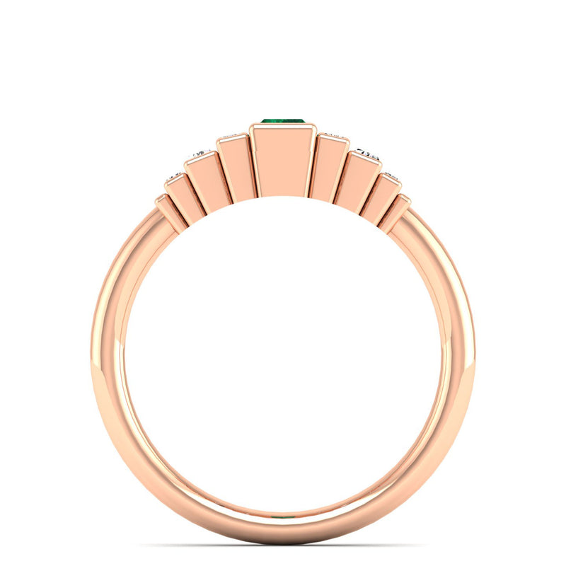 14K Rose Gold - Emerald