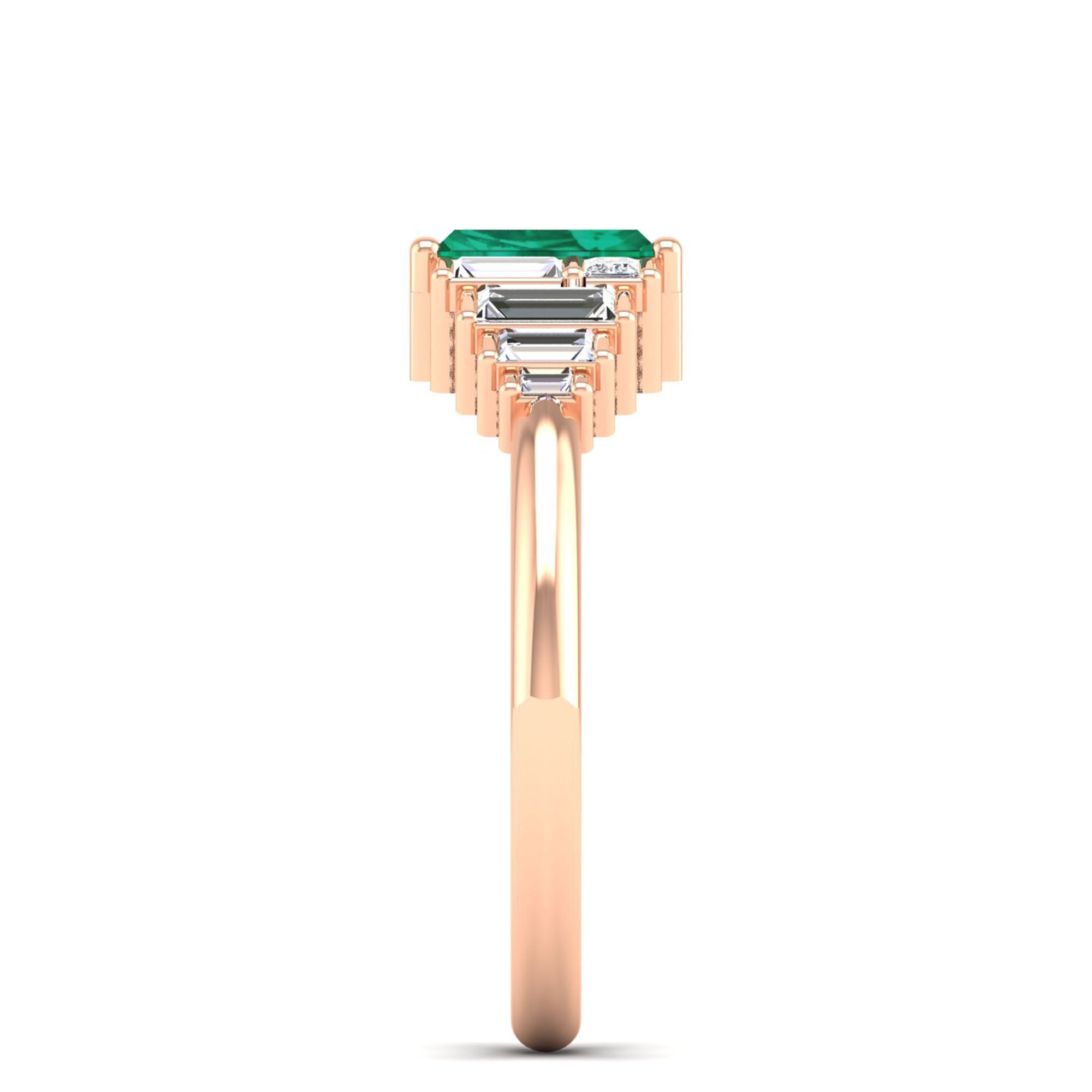 14K Rose Gold - Emerald