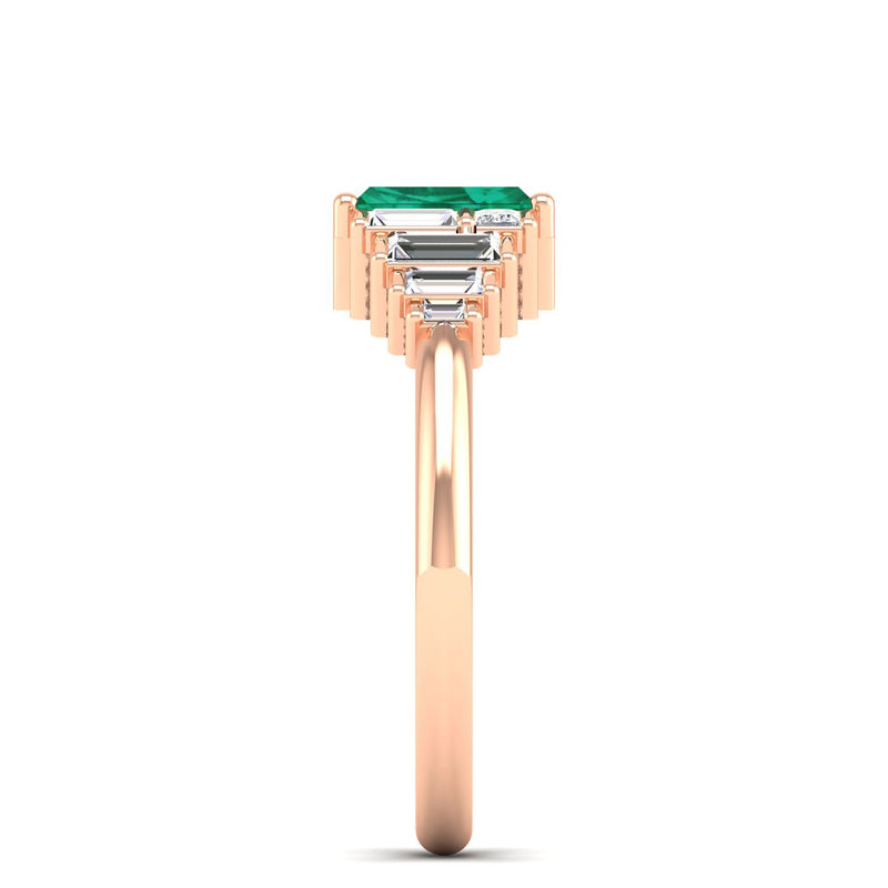 14K Rose Gold - Emerald