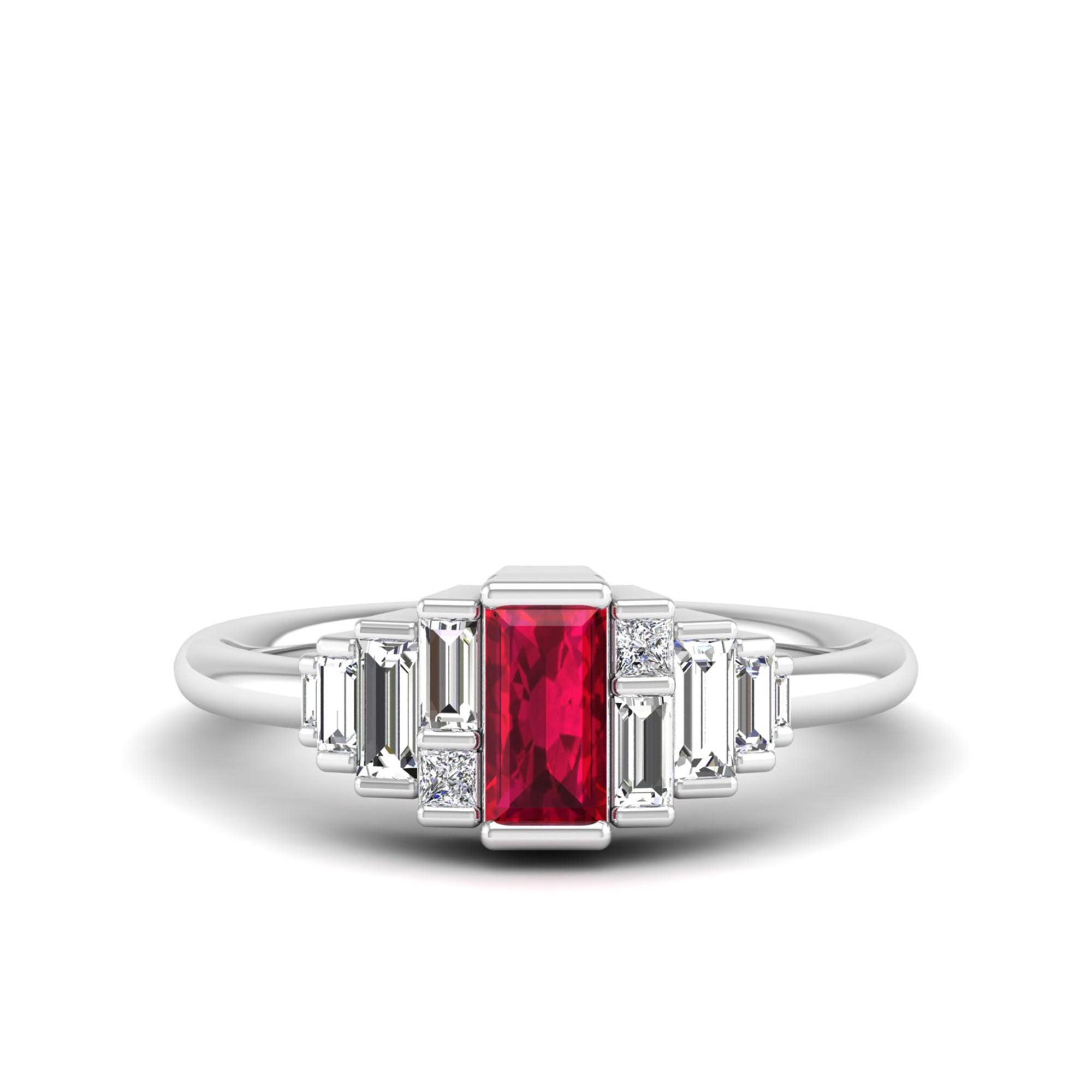 14K White Gold - Ruby