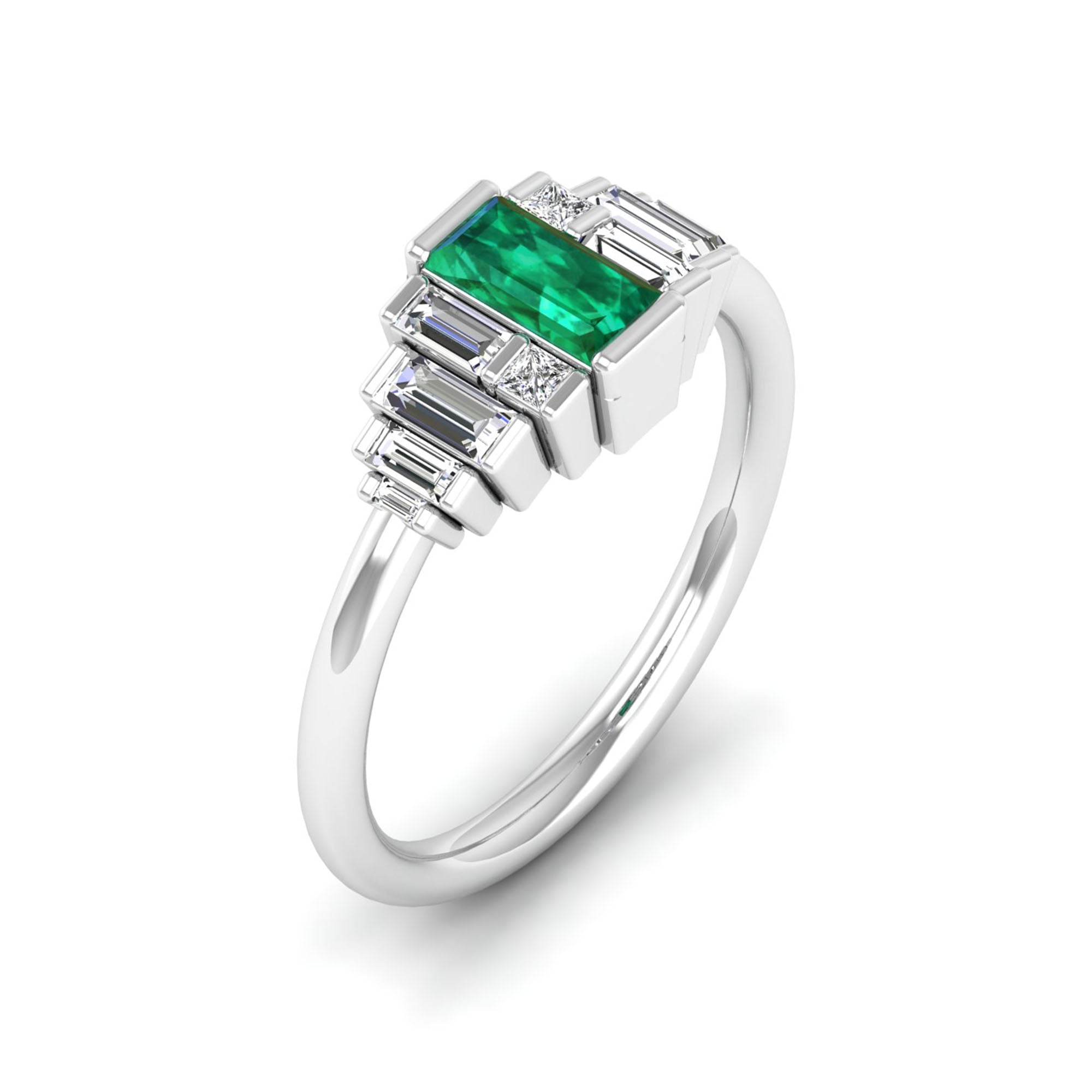 14K White Gold - Emerald