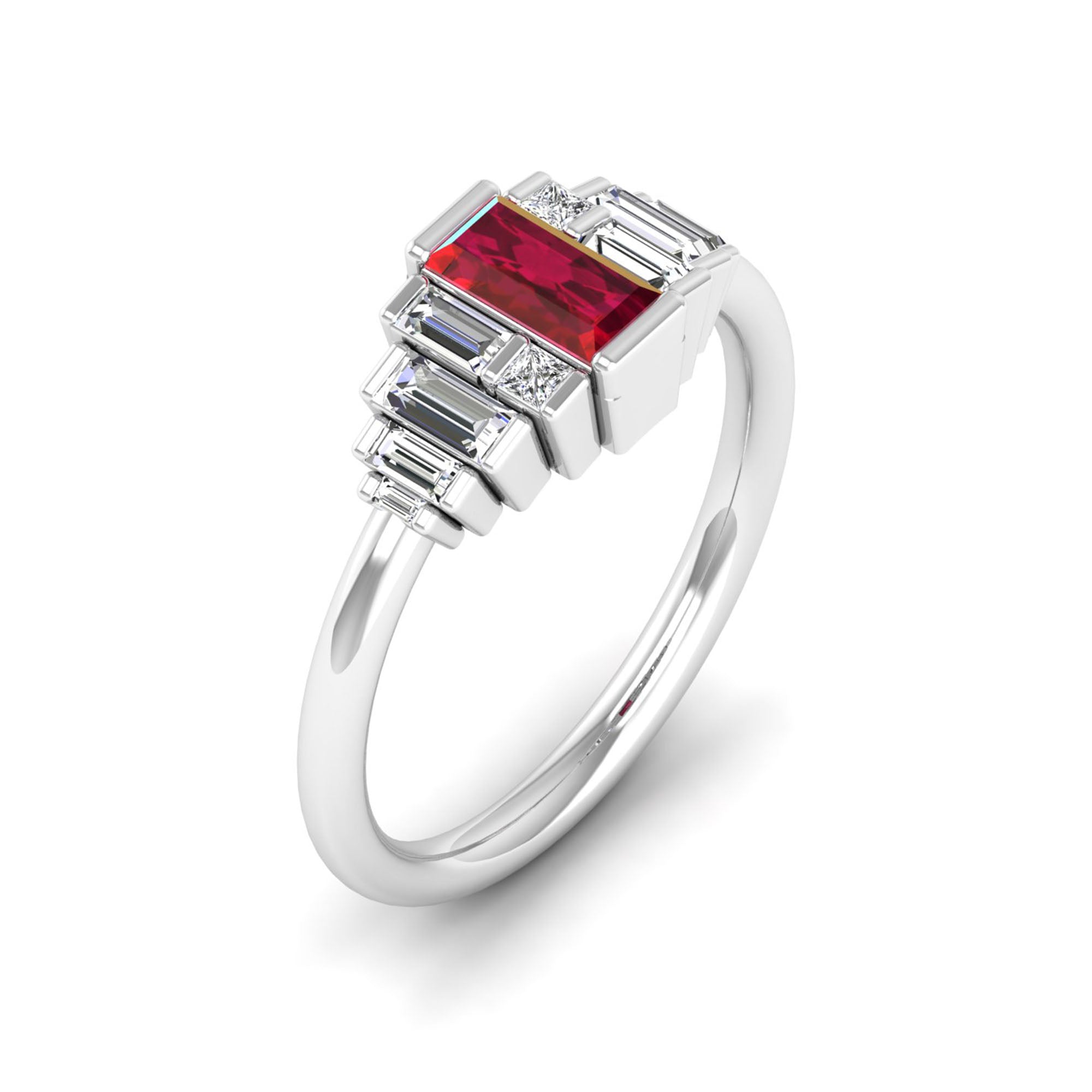 14K White Gold - Ruby