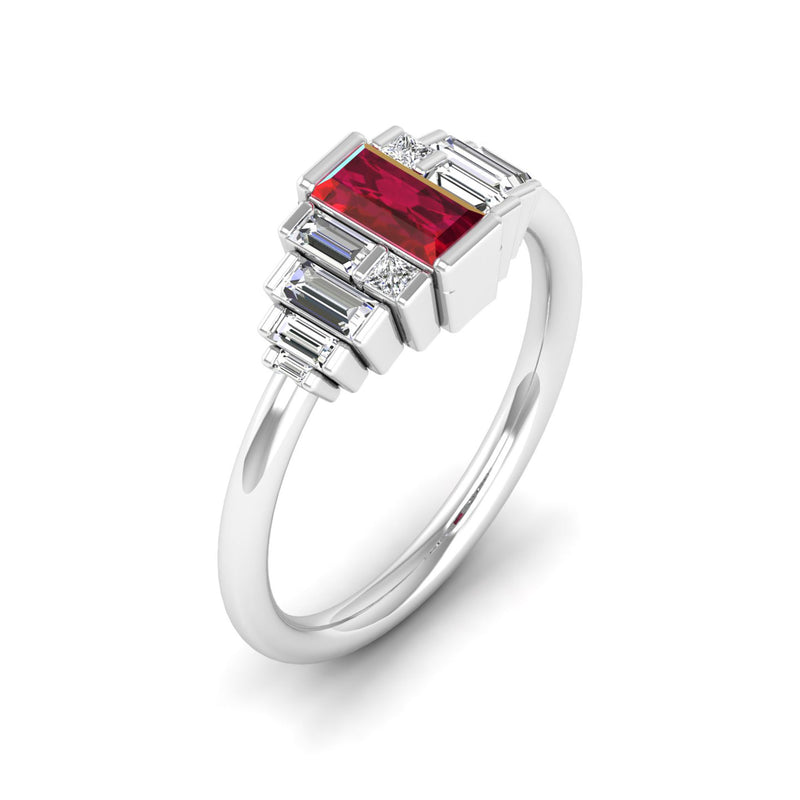 14K White Gold - Ruby