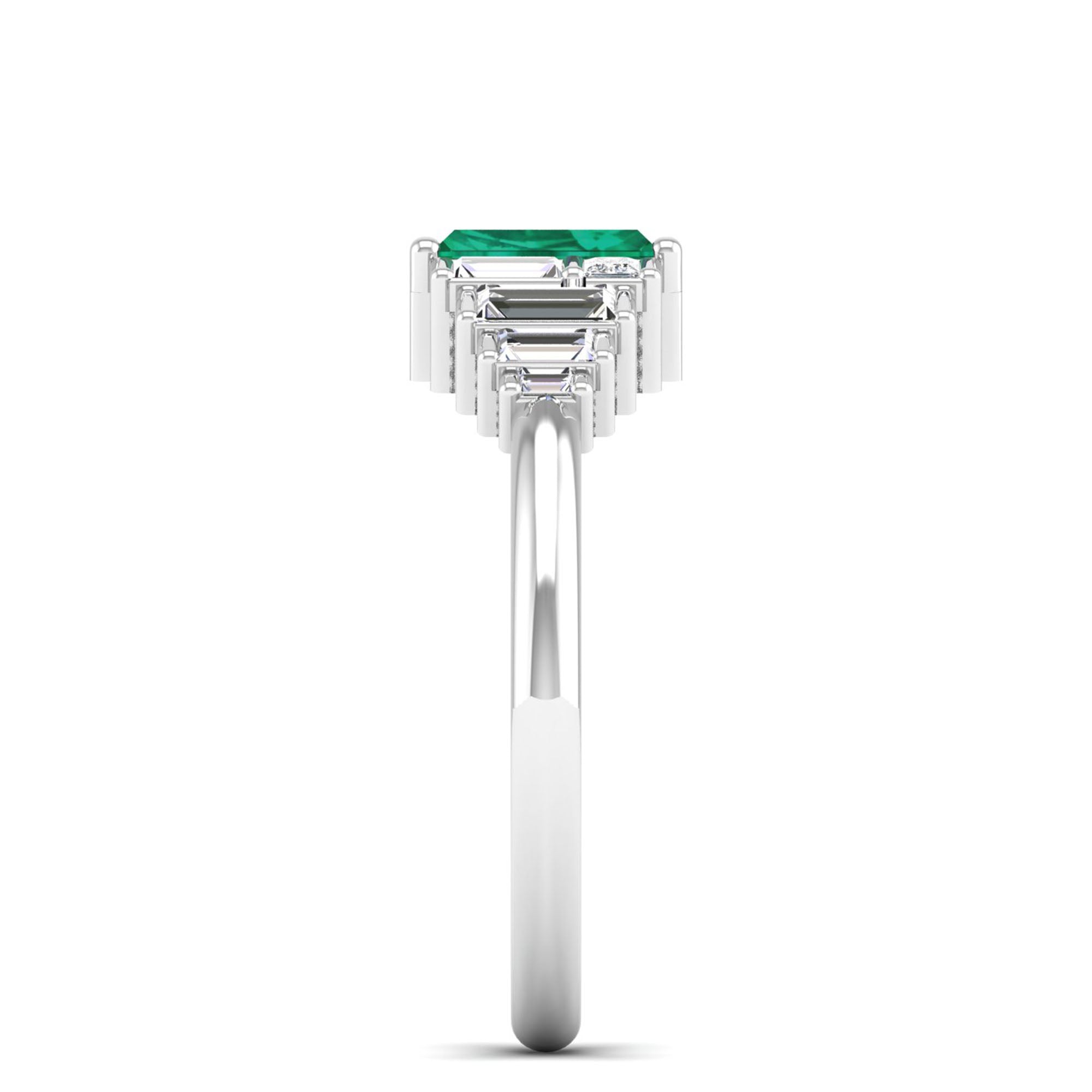 14K White Gold - Emerald