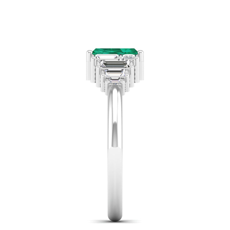 14K White Gold - Emerald