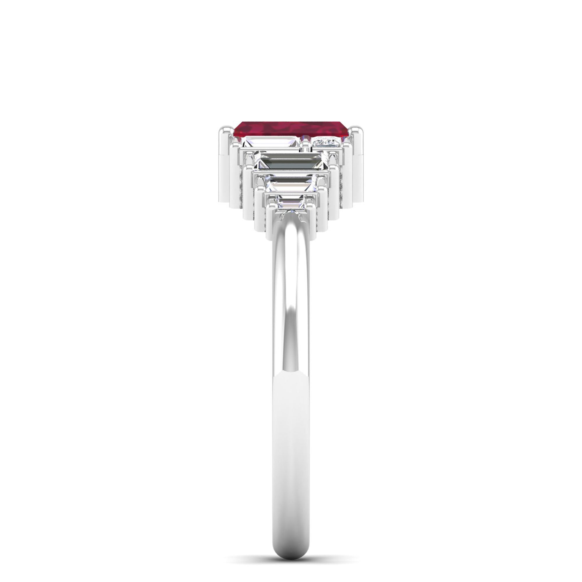 14K White Gold - Ruby