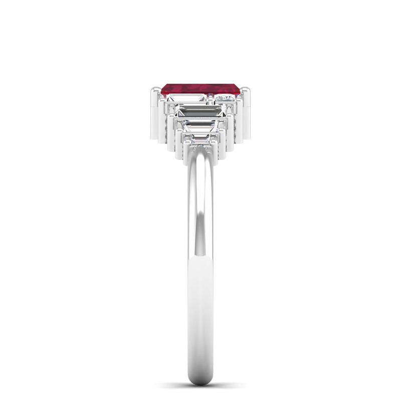 14K White Gold - Ruby
