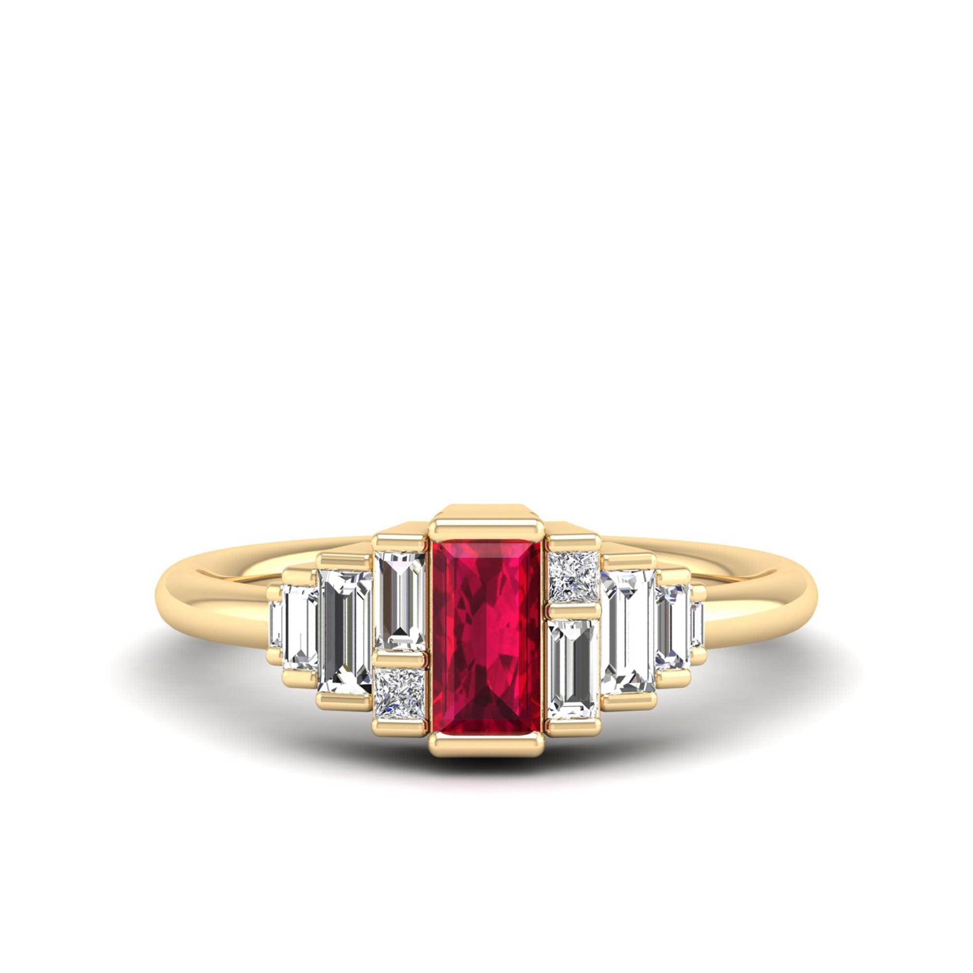 14K Yellow Gold - Ruby
