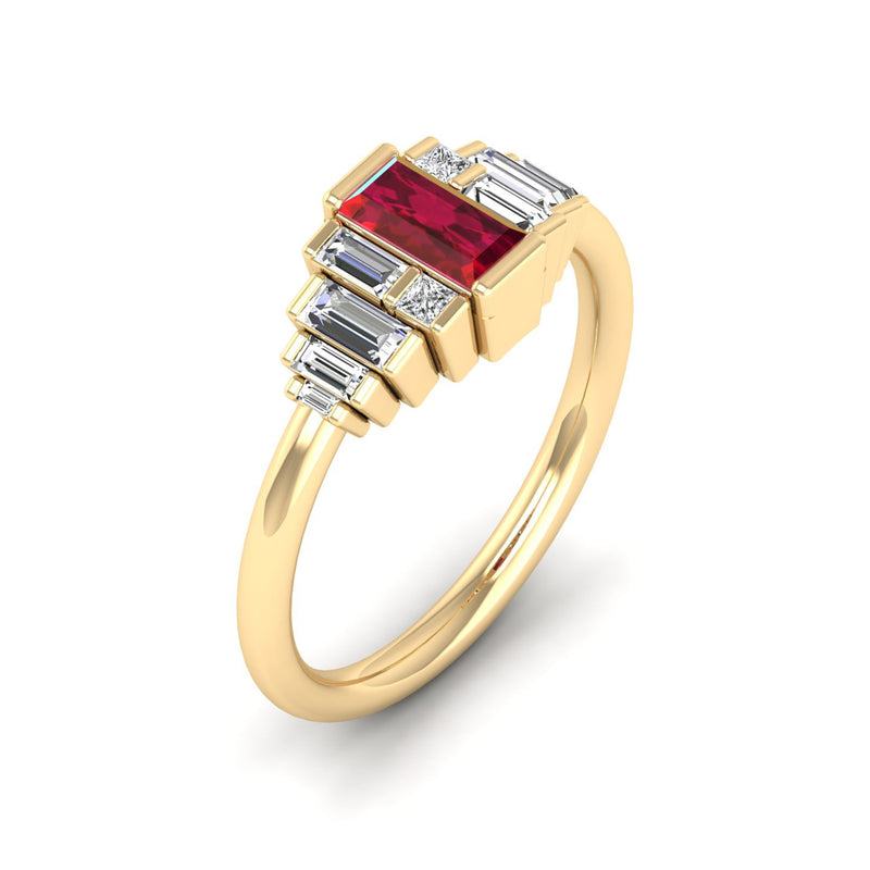 14K Yellow Gold - Ruby